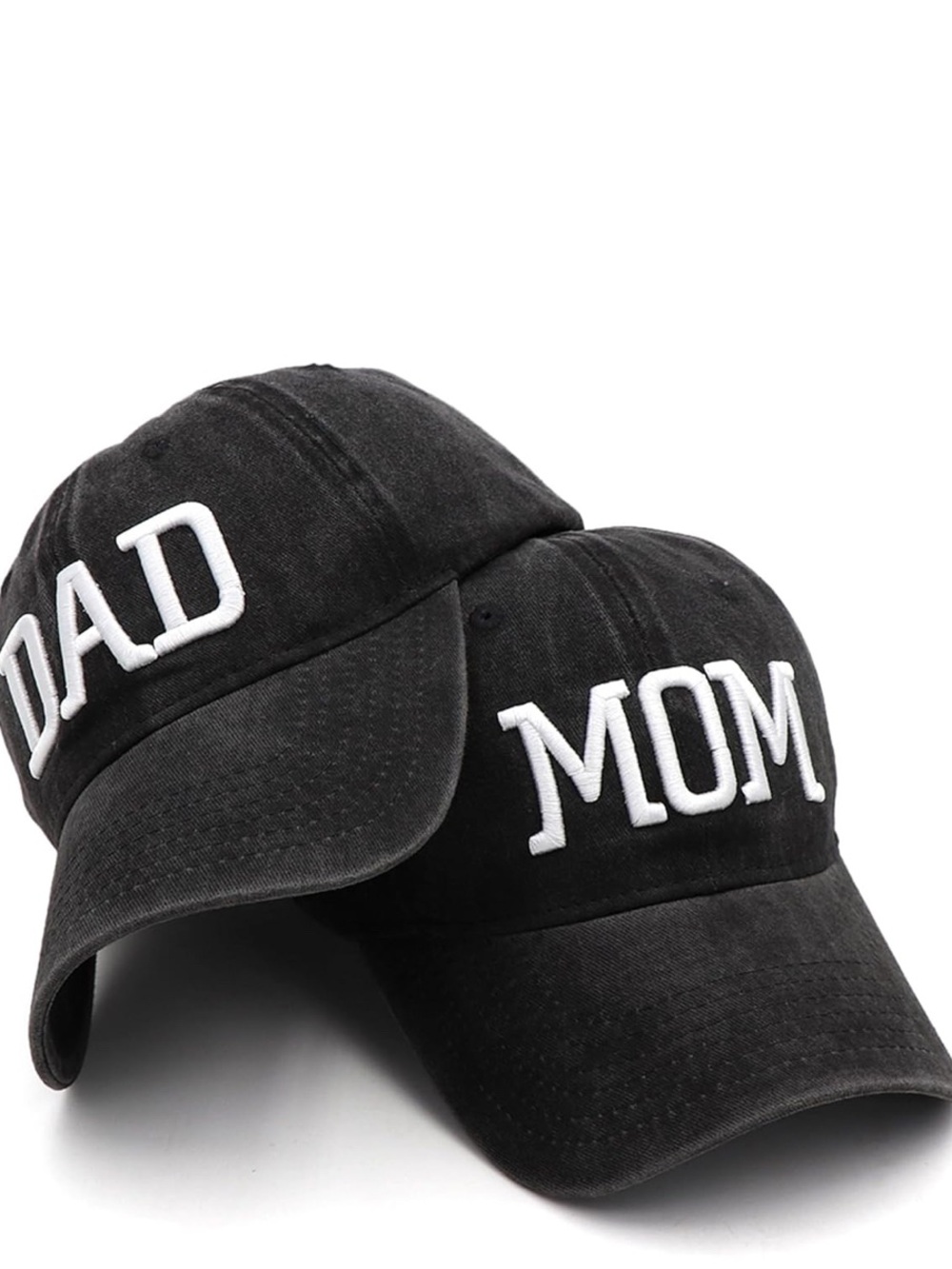Black ' DAD and MOM' Embroidered Baseball Cap - Unbranded